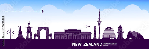 New Zealand travel destination grand vector illustration.