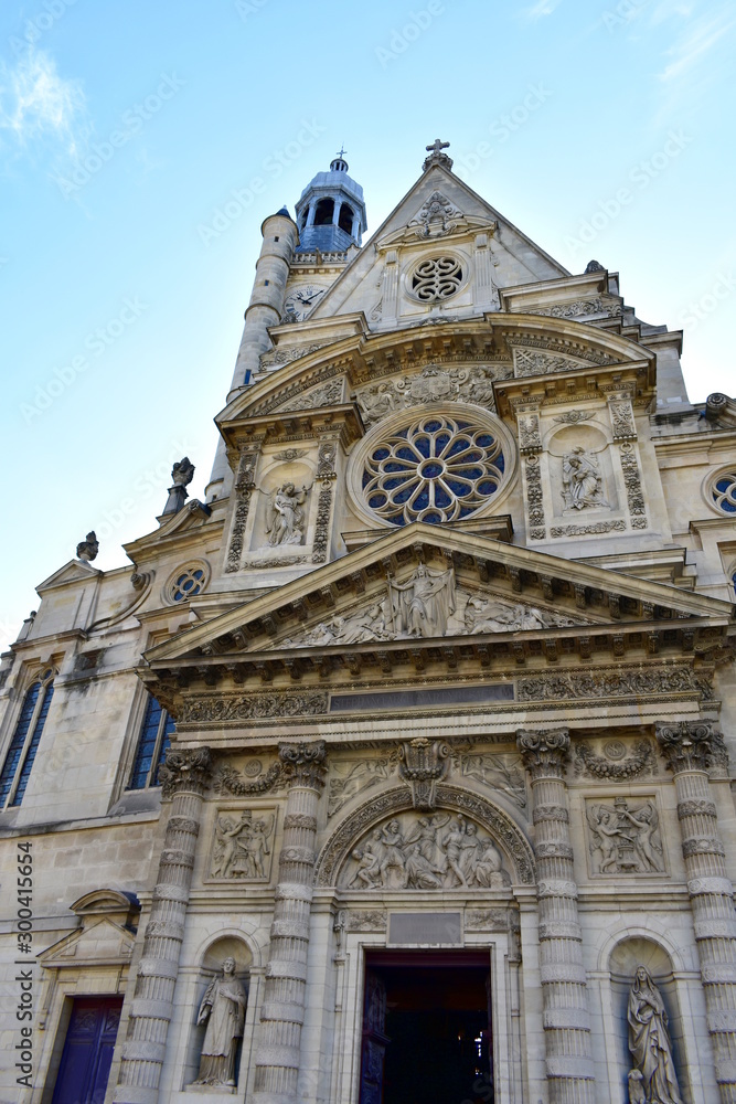 Saint Etienne du Mont Church Facade. Paris, France.