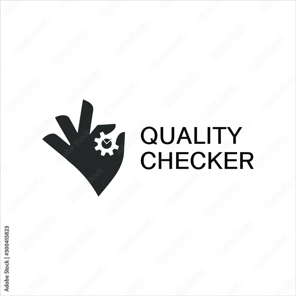 simple modern hand vector with gear inside in black color for icon or business and industry logo design template simple modern hand vector with gear inside in black color for icon or business and industry logo design template