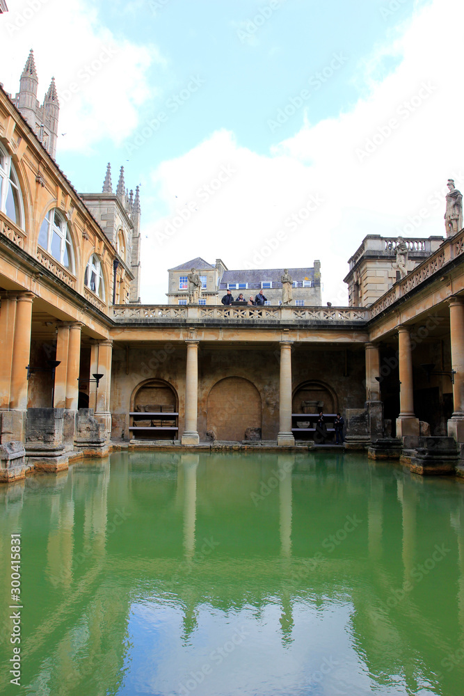 ancient Rome baths building scenery, Bath, UK.