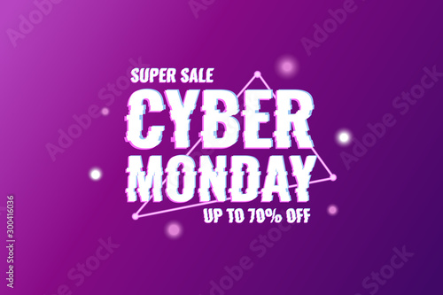 Cyber Monday. Abstract background with distorted inscription and gradient shapes. Cyber Monday Sale background. Vector illustration