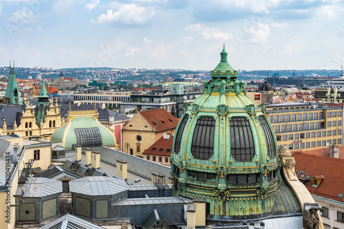 Architecture and landmark skyline of Prague in Czech Republic.