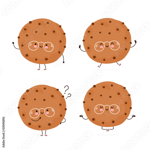Cute happy cookie with chocolate chip