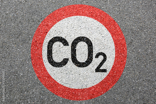 CO2 emissions emission Carbon dioxide clean air pollution reduction road sign zone © Markus Mainka