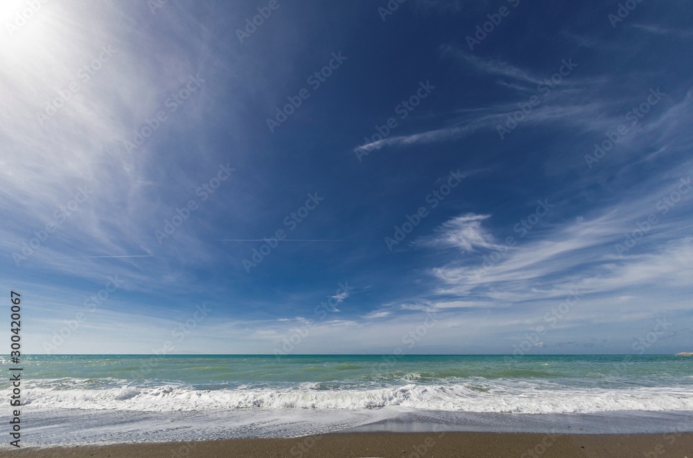 Seascape background with beach and sea