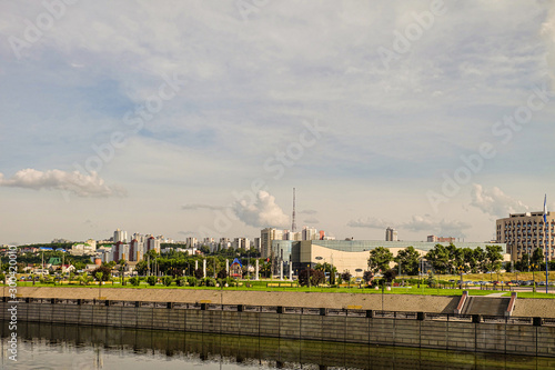 Belgorod cityscape. View of the southern residential districts of Belgorod city from the waterfront vezelka river. Avenue of Bogdan Khmelnytsky. photo