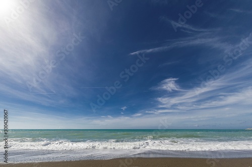 Seascape background with beach and sea