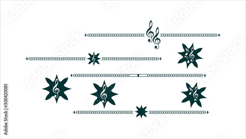 Decorative elements - stars and music text break