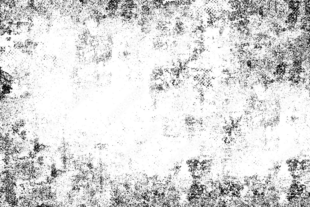 Fototapeta premium Grunge background black and white. Monochrome texture. Vector pattern of cracks, chips, scuffs. Abstract vintage surface