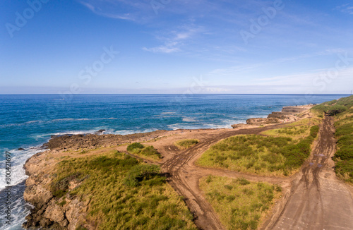 Aerial view of the west coast of Oahu Hawaii © Kelly Headrick