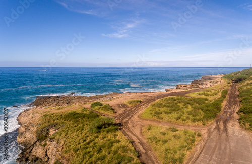 Aerial view of the west coast of Oahu Hawaii