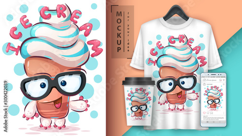 Dance ice cream poster and merchandising