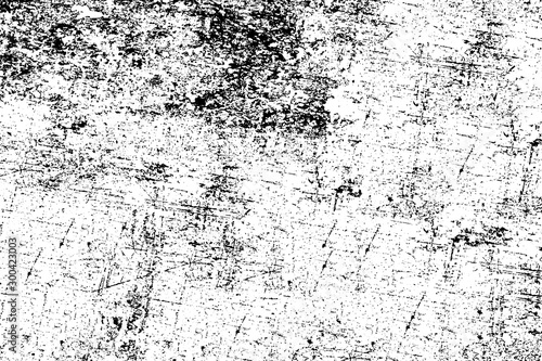 Grunge background black and white. Monochrome texture. Vector pattern of cracks, chips, scuffs. Abstract vintage surface