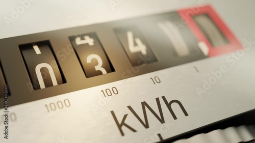 Animation of electricity meter and power consumption.