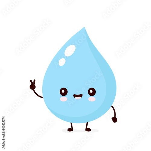 Cute smiling happy water drop. Vector