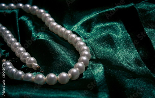 Pearls closeup on the silk