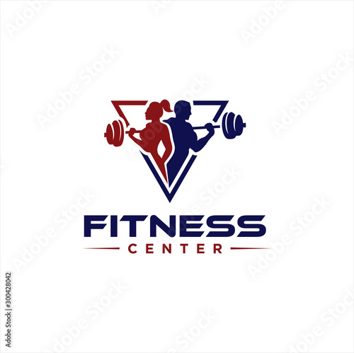 Fitness Center Logo . Sport and fitness logo Design . Gym Logo Icon Design Vector Stock