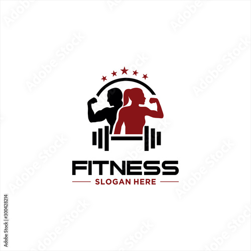 Fitness Center Logo . Sport and fitness logo Design . Gym Logo Icon Design Vector Stock