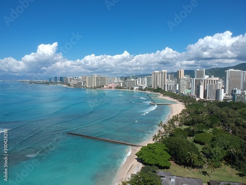 Aerial view Waikiki beach 