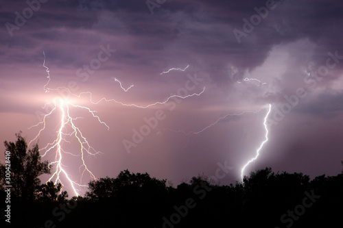 Lightning with dramatic clouds. Night thunder storm