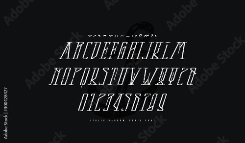 Decorative italic narrow serif font
