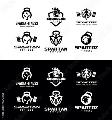 Set Of Spartan Fitness And Gym Logo  silhouette Vector  . Fitness Logo . Bodybuilding Logo design inspiration