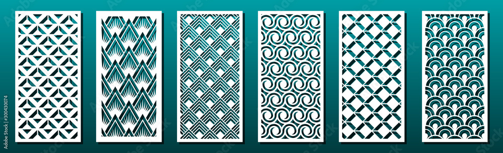 Εκτύπωση καμβά Set of laser cut templates with geometric pattern