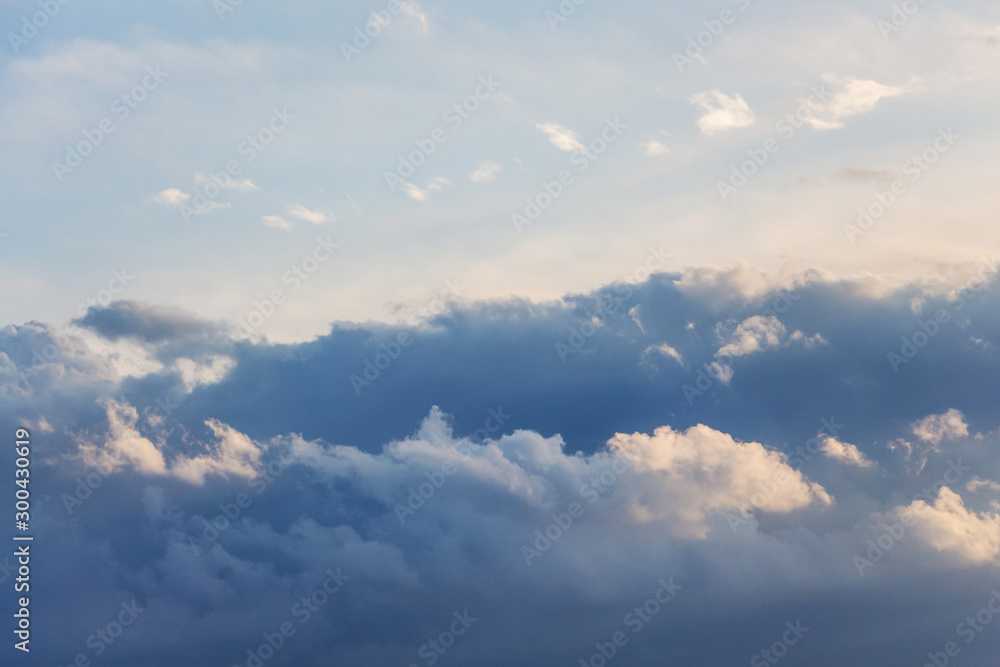 Fototapeta premium Dark rain clouds in the sky, top view_