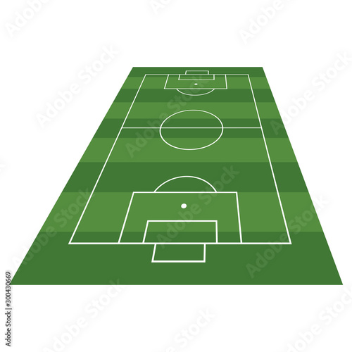 Detailed illustration of Football fields with perspective. Football field or soccer field vector isolated on white background