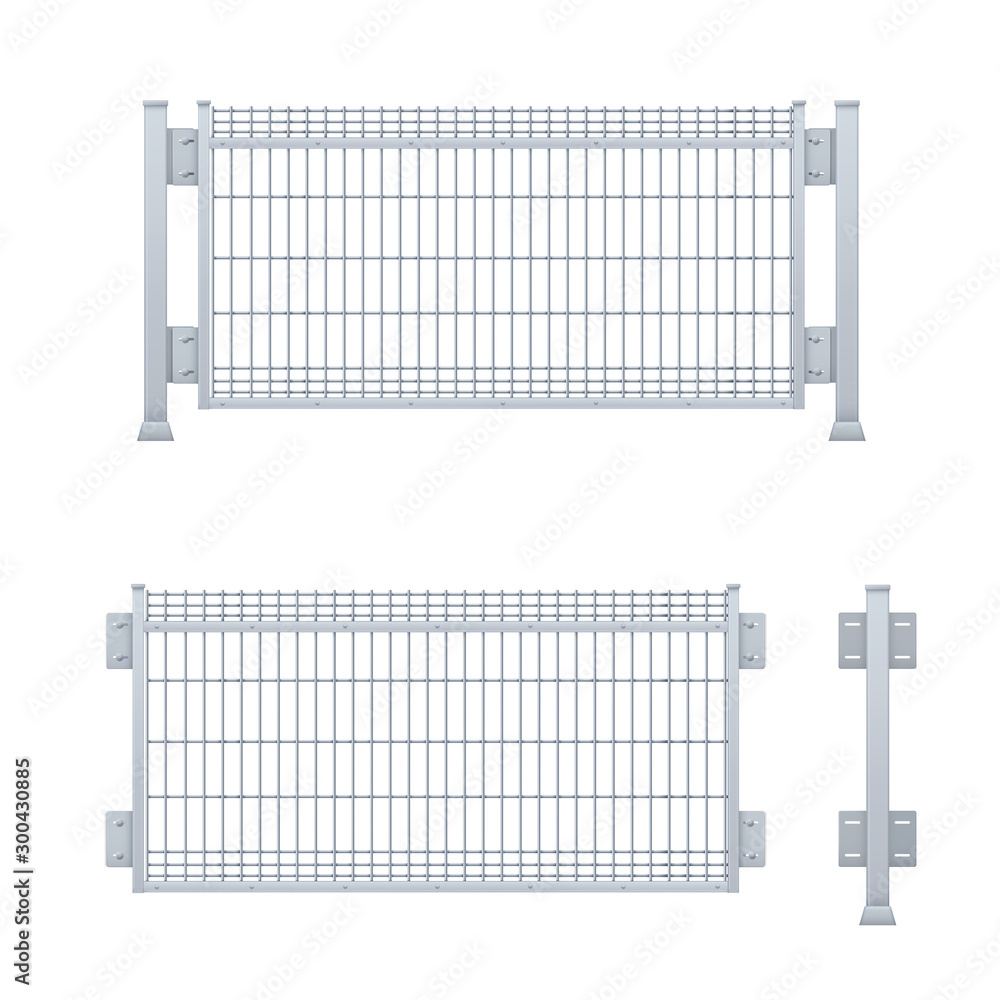 Realistic vector galvanized sheet metal fence panel. Stock Vector ...