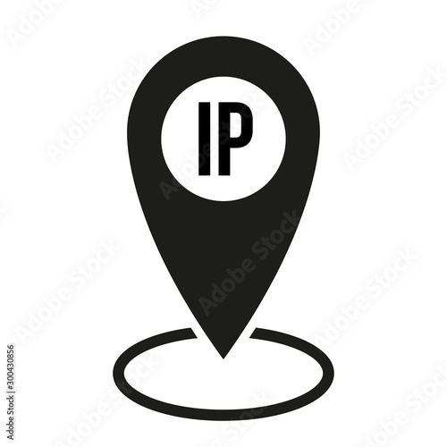 IP address pointer. Internet access point. Black icon isolated on a white background