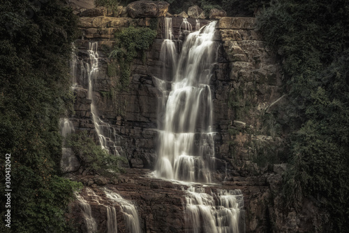 Waterfall scenery landscape Ramboda falls  in Sri Lanka Nuwara Eliya 
