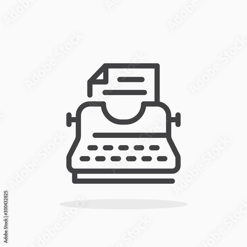 Typewriter icon in line style. Editable stroke.