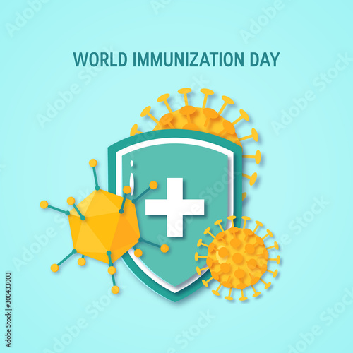 World immunization day concept, vector flat style