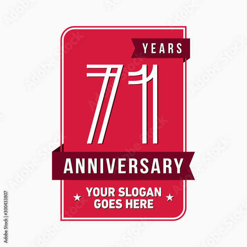71 years anniversary design template. Seventy-one years celebration logo. Vector and illustration.