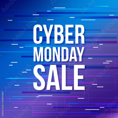 Cyber Monday discount sale banner. Vector illustration