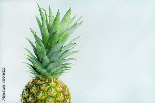Fresh tropical pineapple isolated on a white background. Space for text.