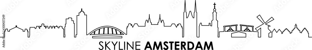 Amsterdam City Skyline Vector Silhouette