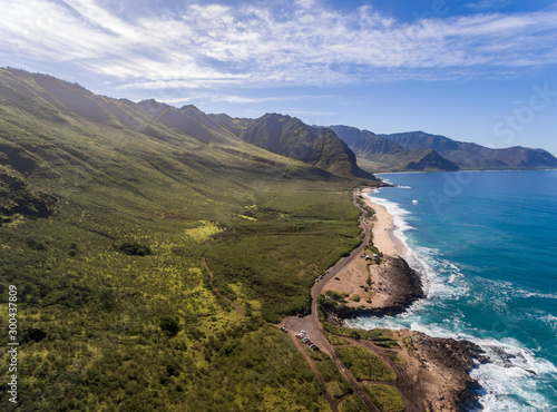 Aerial view of the west coast of Oahu Hawaii photo