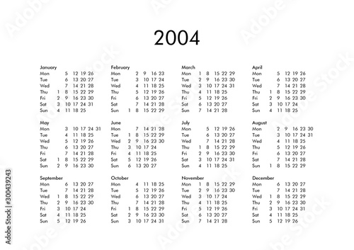 Calendar of year 2004