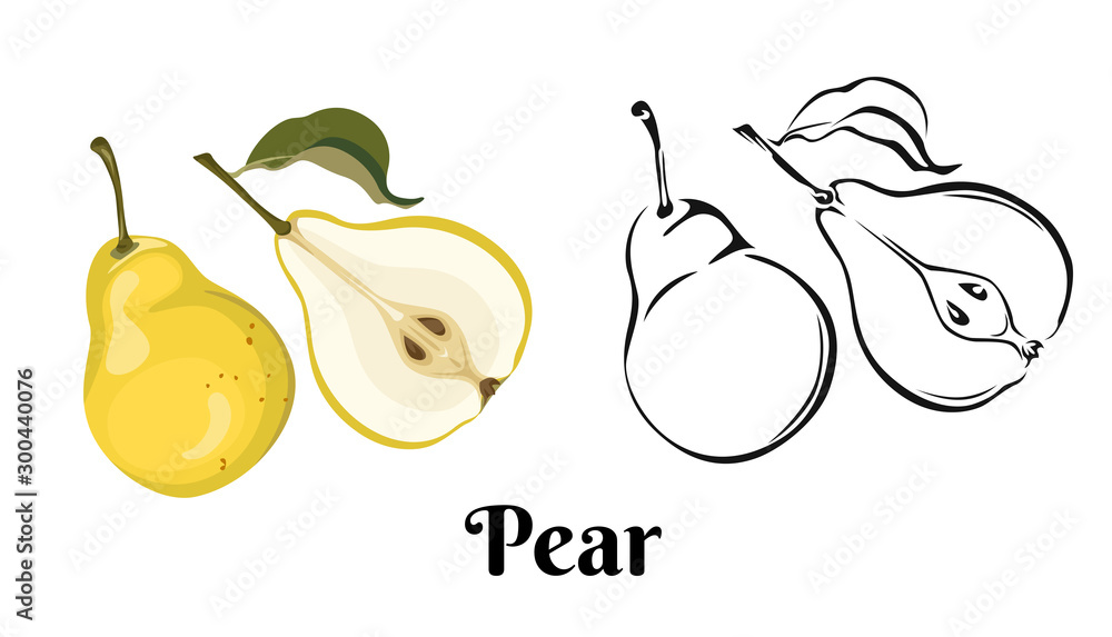Fotografie Ripe yellow pear isolated on white background