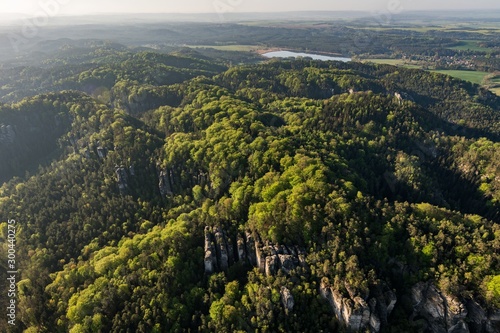 Prihrazske skaly in the Bohemian Paradise on aerial photo photo