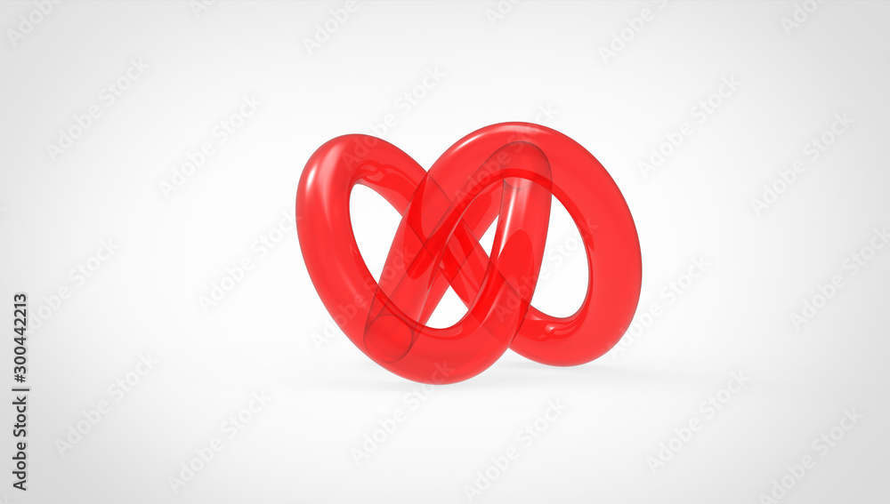 3D torus knot in gray background 3D torus knot in gray background