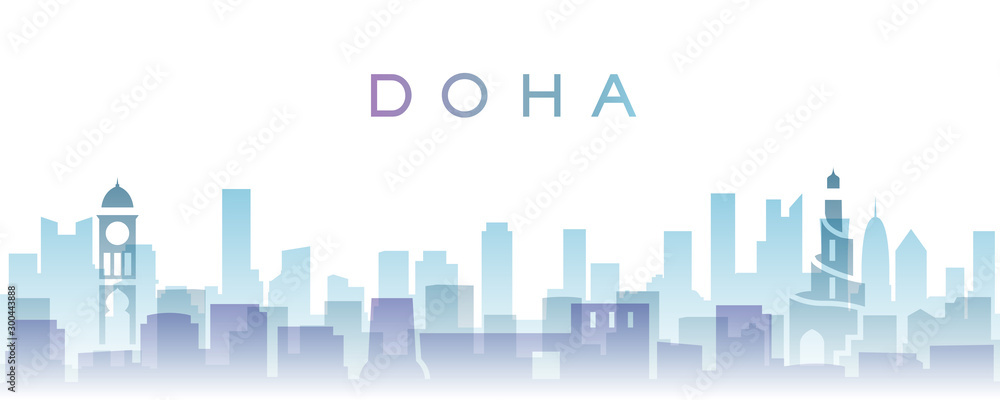 Fototapeta Doha Przezroczyste warstwy Gradientowe punkty orientacyjne Skyline