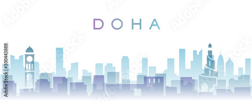 Doha Transparent Layers Gradient Landmarks Skyline