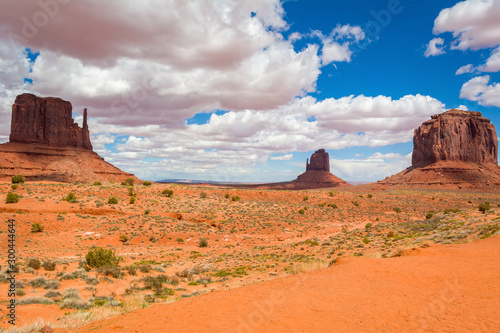 Famous red rocks of Monument Valley. Navajo Tribal Park landscape  Utah Arizona  USA