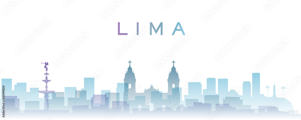 Lima Transparent Layers Gradient Landmarks Skyline - obrazy, fototapety, plakaty 