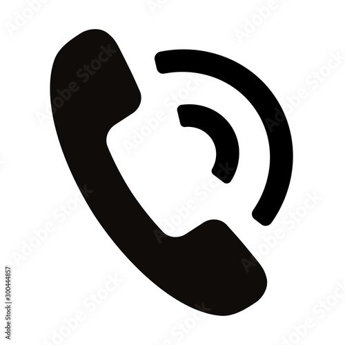 Simple black telephone call symbol isolated on white background photo