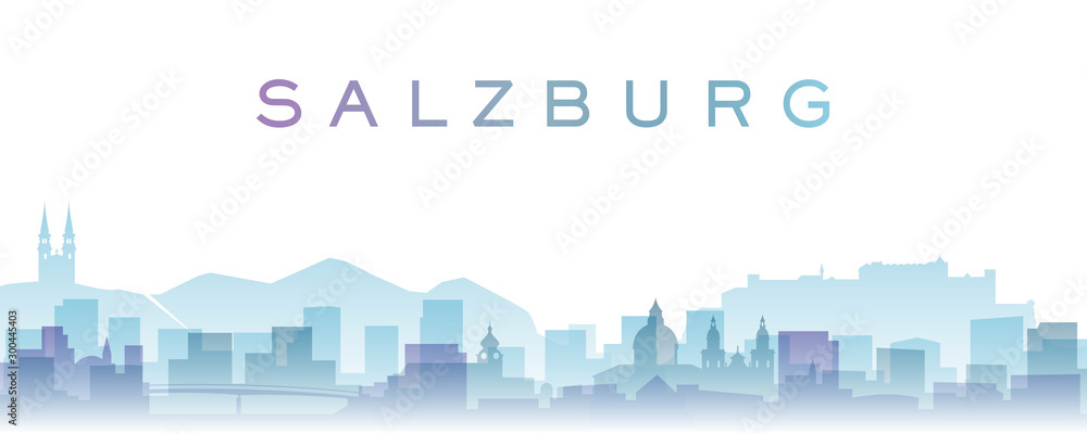 Naklejka premium Salzburg Transparent Layers Gradient Punkty orientacyjne Skyline