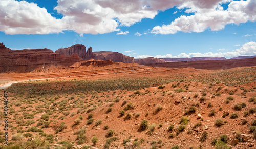 Famous red rocks of Monument Valley. Navajo Tribal Park landscape  Utah Arizona  USA